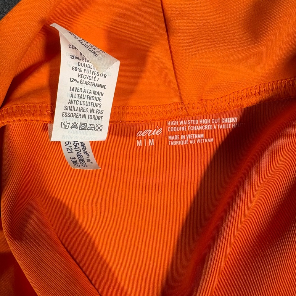 Aerie Orange Bikini | Medium "Scoop" Top | Medium "High Waisted Cheeky" Bottom - Picture 7 of 8